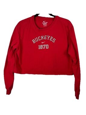 Nike Ohio State Buckeyes Cropped Long Sleeve Tee Women’s M Red OSU